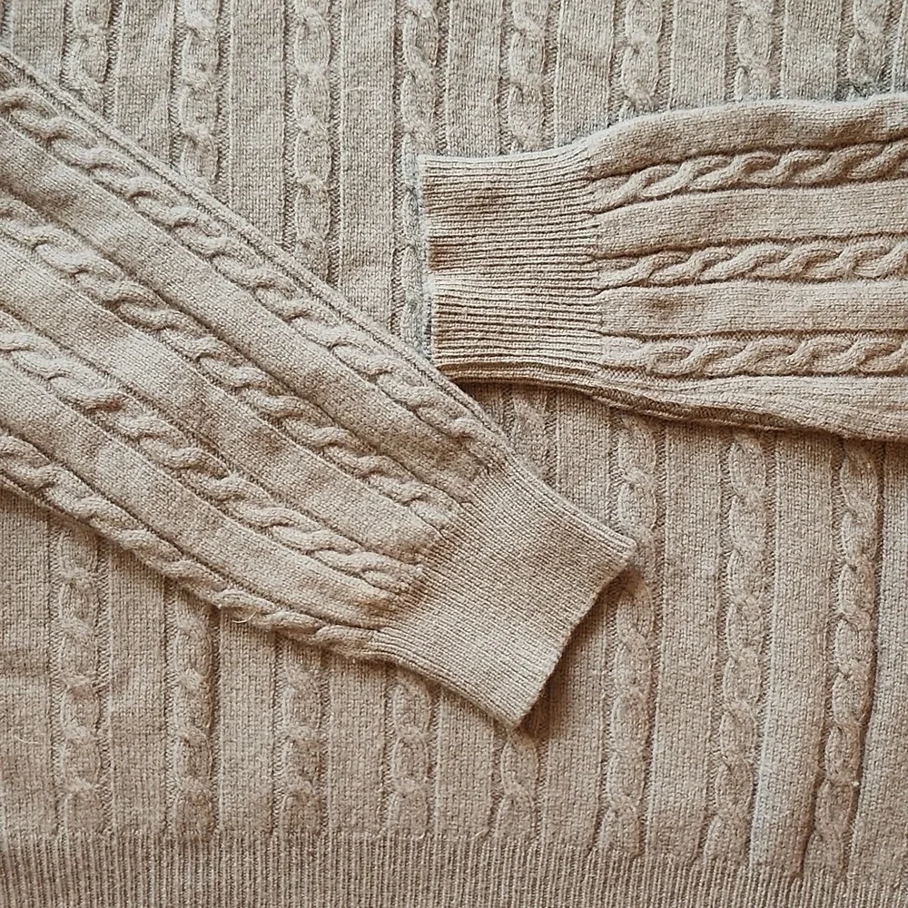 Bogner Virgin Cable Knit Wool Olive Green 1/4 Zip-Up Sweater Sz M/L